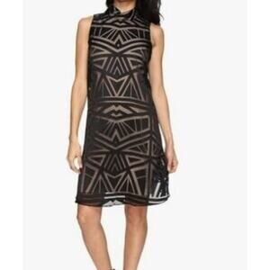 Vince Camuto Women's Mock-Neck Burnout Trapeze Dress Size 10